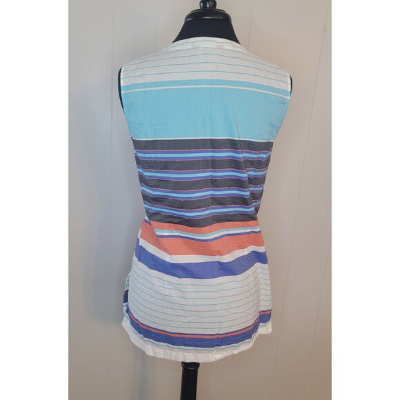 Tommy Bahama Aqua Blue Seaside Stripe Sleeveless Tunic Top Sz L EUC (40" Chest) - Picture 5 of 10